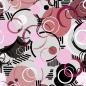 Preview: Baumwolljersey Kreise Pink, Weiß, Terrakotta, Schwarz auf Grau